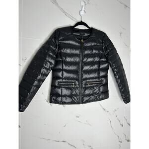 COATOLOGY NEW YORK LIGHT WEIGHT BLACK %95 DOWN JACKET GOLD ZIPPER SZS /LEATHER